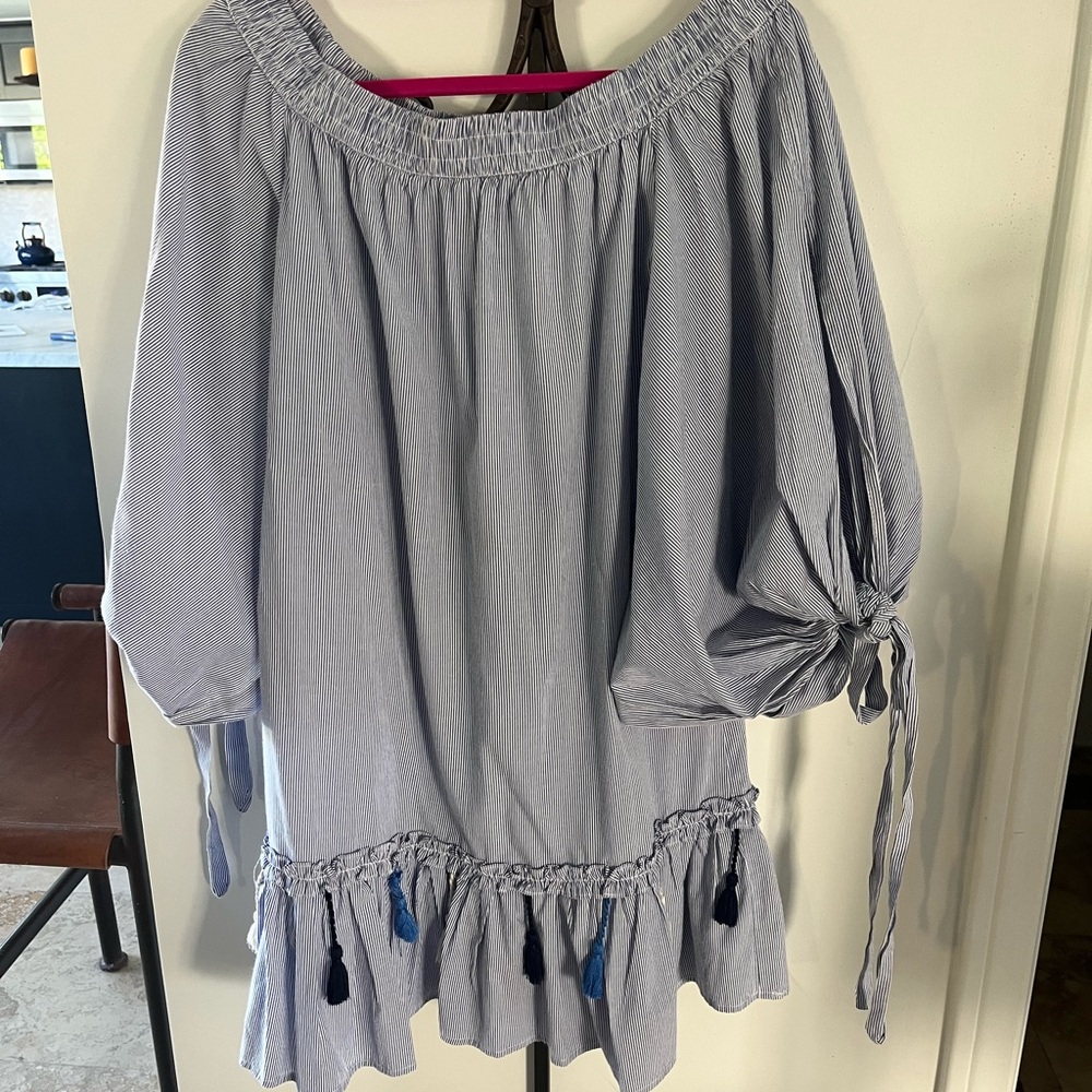 Savane Light Blue Off-Shoulder Tunic